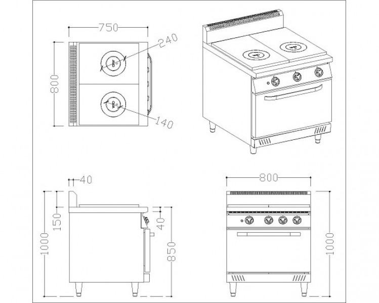 法式雙口雙環板爐-烤箱FDO-275