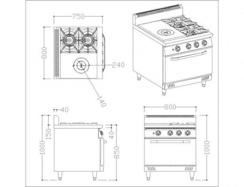 法式雙口雙環板爐-烤箱FRO-275
