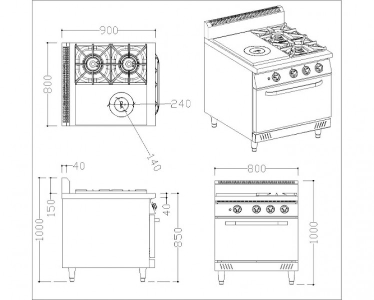 法式雙口雙環板爐-烤箱FRO-290